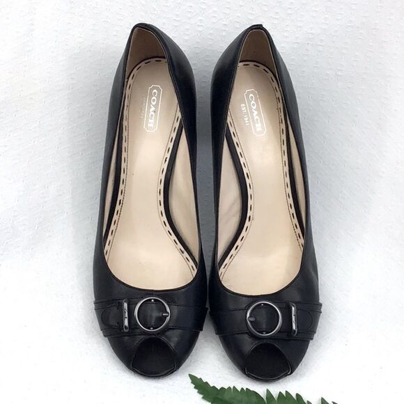 Coach Tatiana Peep Toe Black Heels - Picture 3 of 14